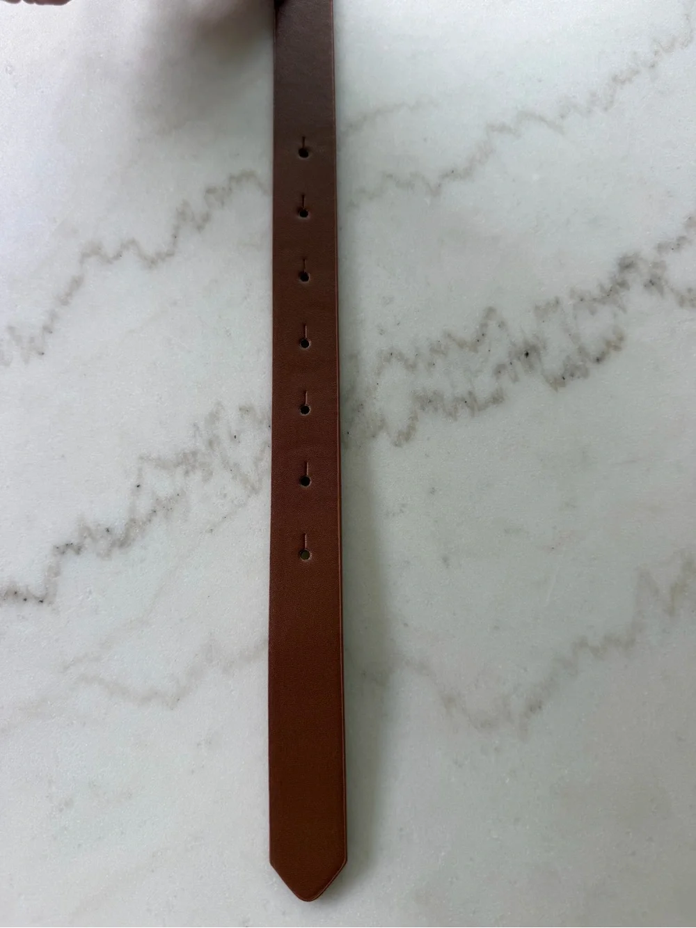 Ann Taylor Cognac Brown Belt with Gold Double-Ring Buckle